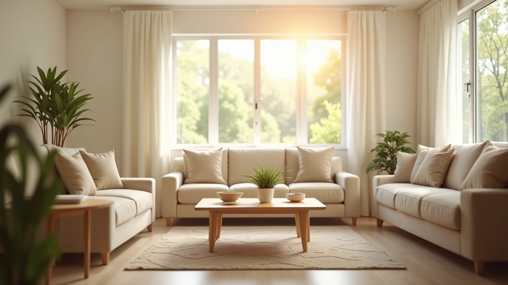 Warm living room with natural light, comfortable seating, and wellness activity setup